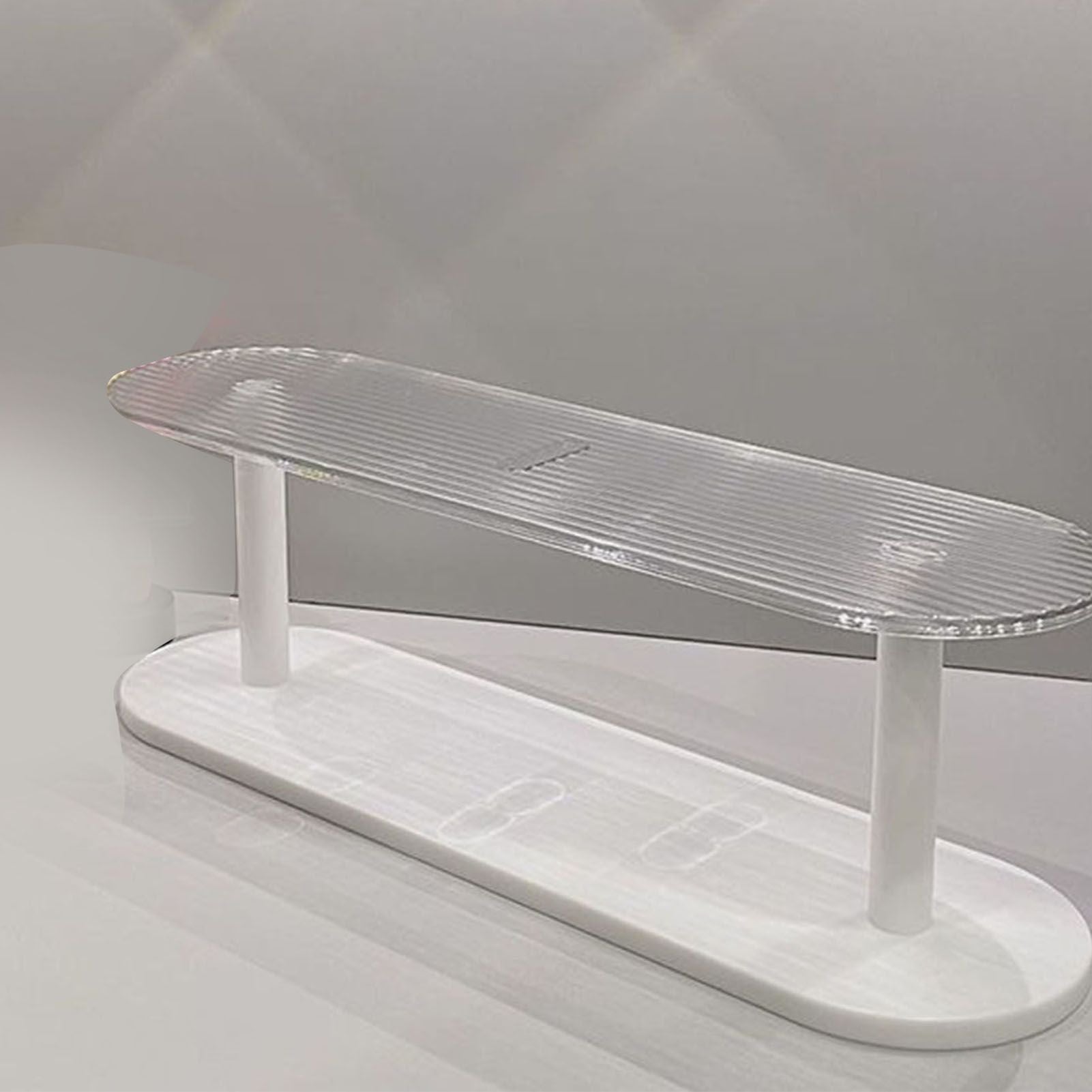 Figure Display Rack White Transparent Large Capacity Plastic Skin Care Rack Cosmetic Holder Stand Double Layer V1294-YM0521-3117230044511