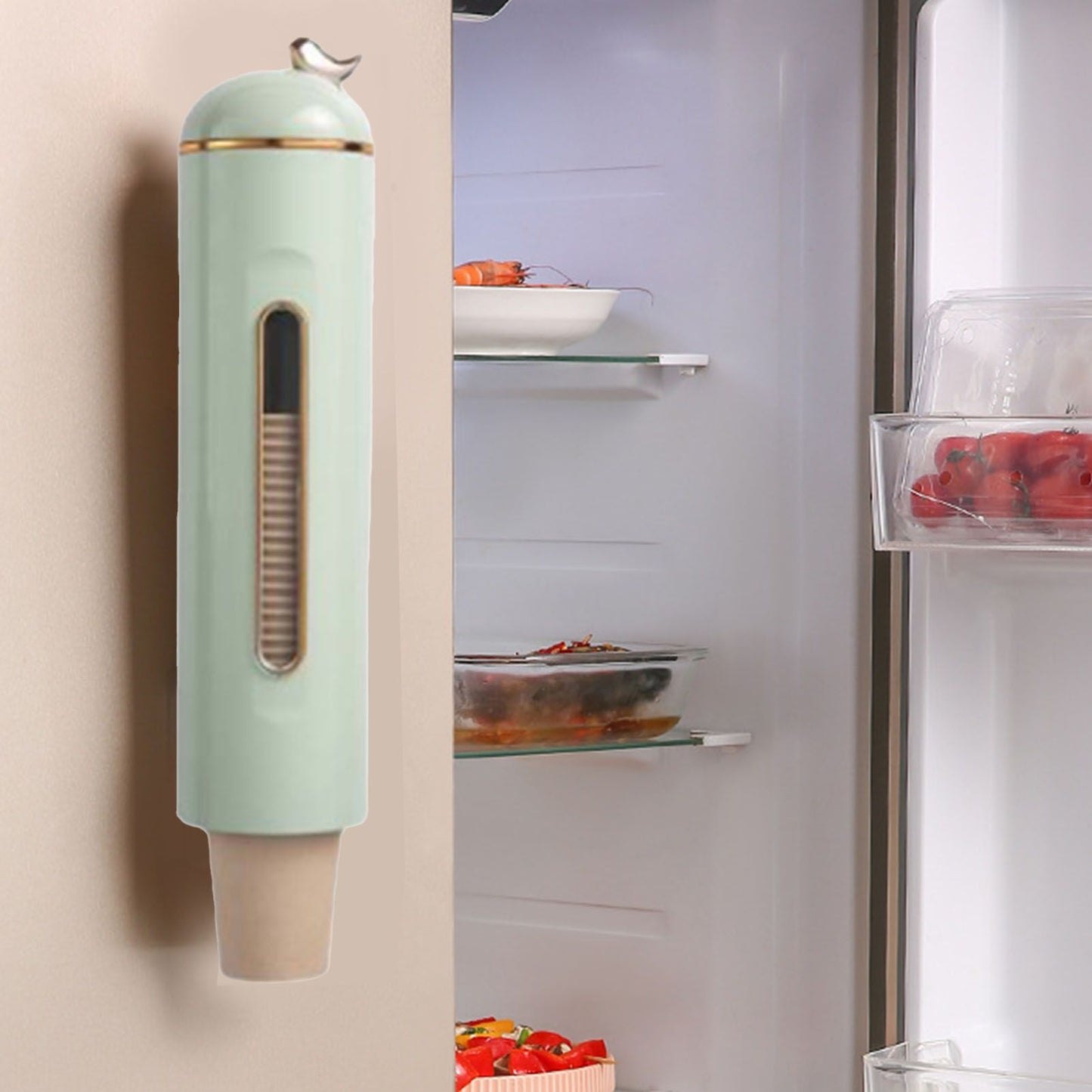 Disposable Paper Cup Organizer Large Capacity Automatic Wall Mounted Cup Dispenser for Home Office Green V1294-YM0521-3117230044812