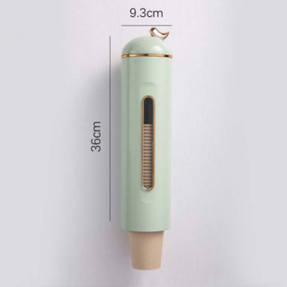 Disposable Paper Cup Organizer Large Capacity Automatic Wall Mounted Cup Dispenser for Home Office Green V1294-YM0521-3117230044812