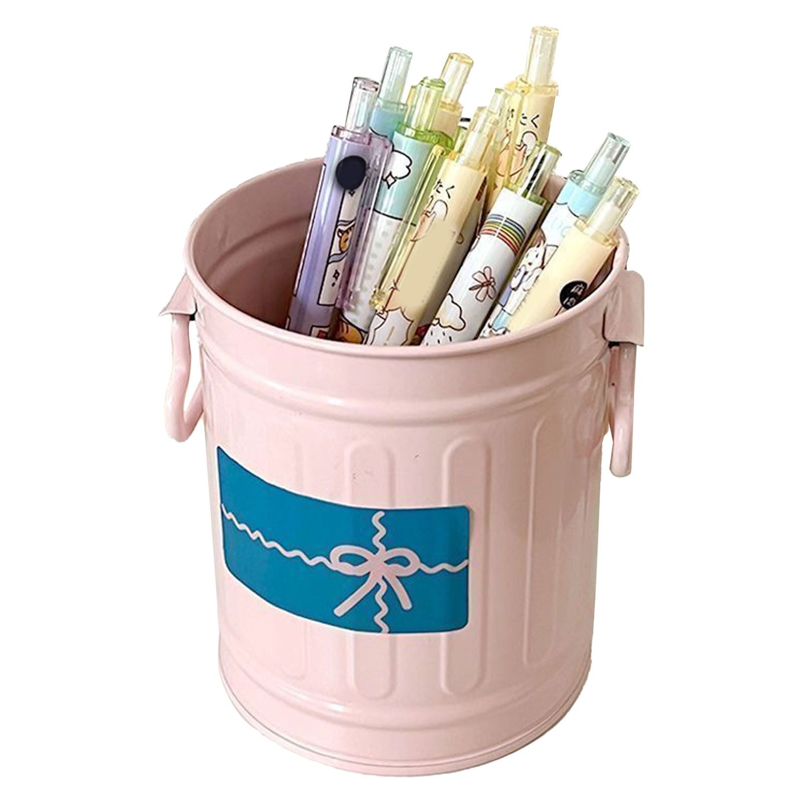 Pen Holder Metal Large Capacity Cute Practical Office Desk Pencil Holder for Study Classroom Pink Free Size V1294-YM0521-3117230045311