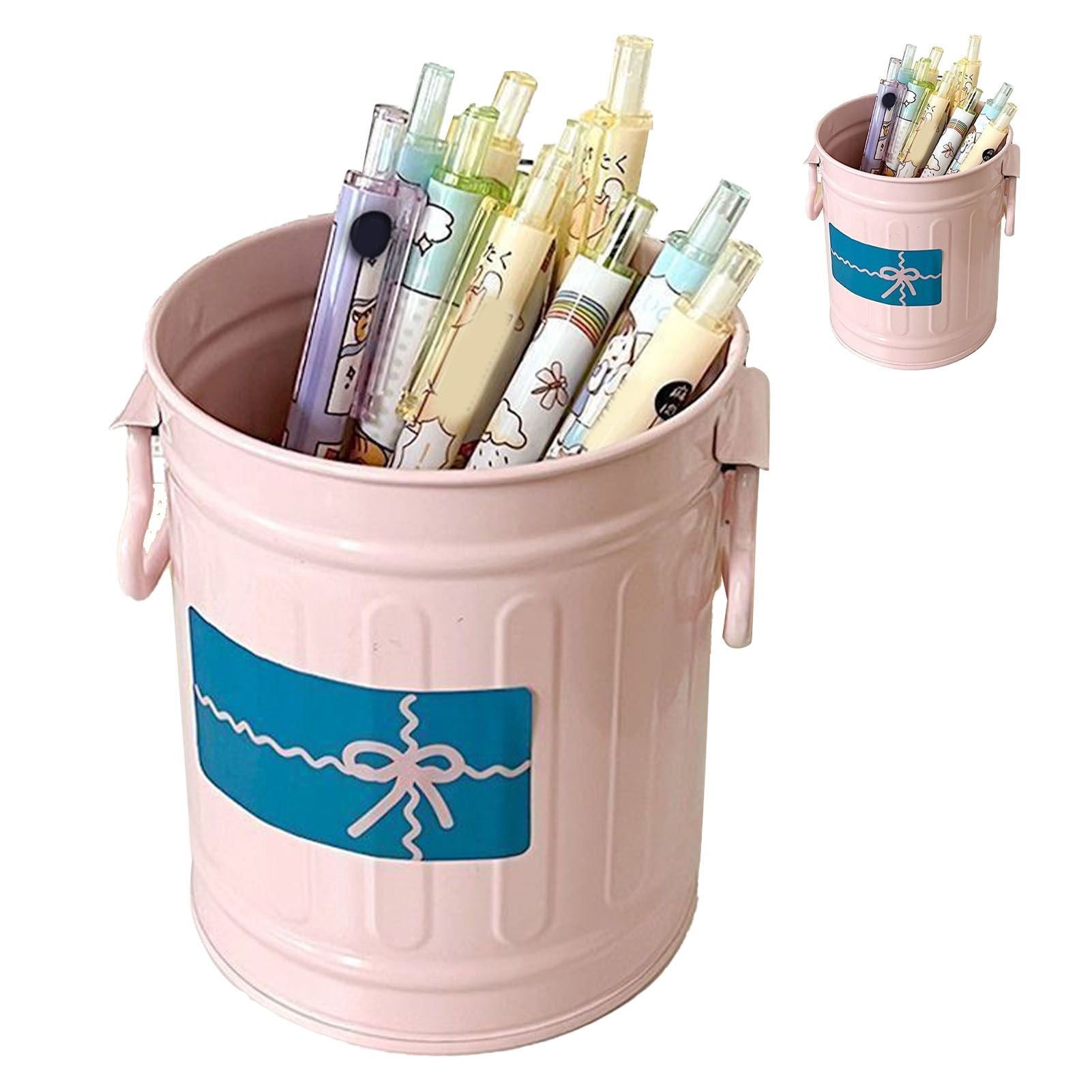 Pen Holder Metal Large Capacity Cute Practical Office Desk Pencil Holder for Study Classroom Pink Free Size V1294-YM0521-3117230045311