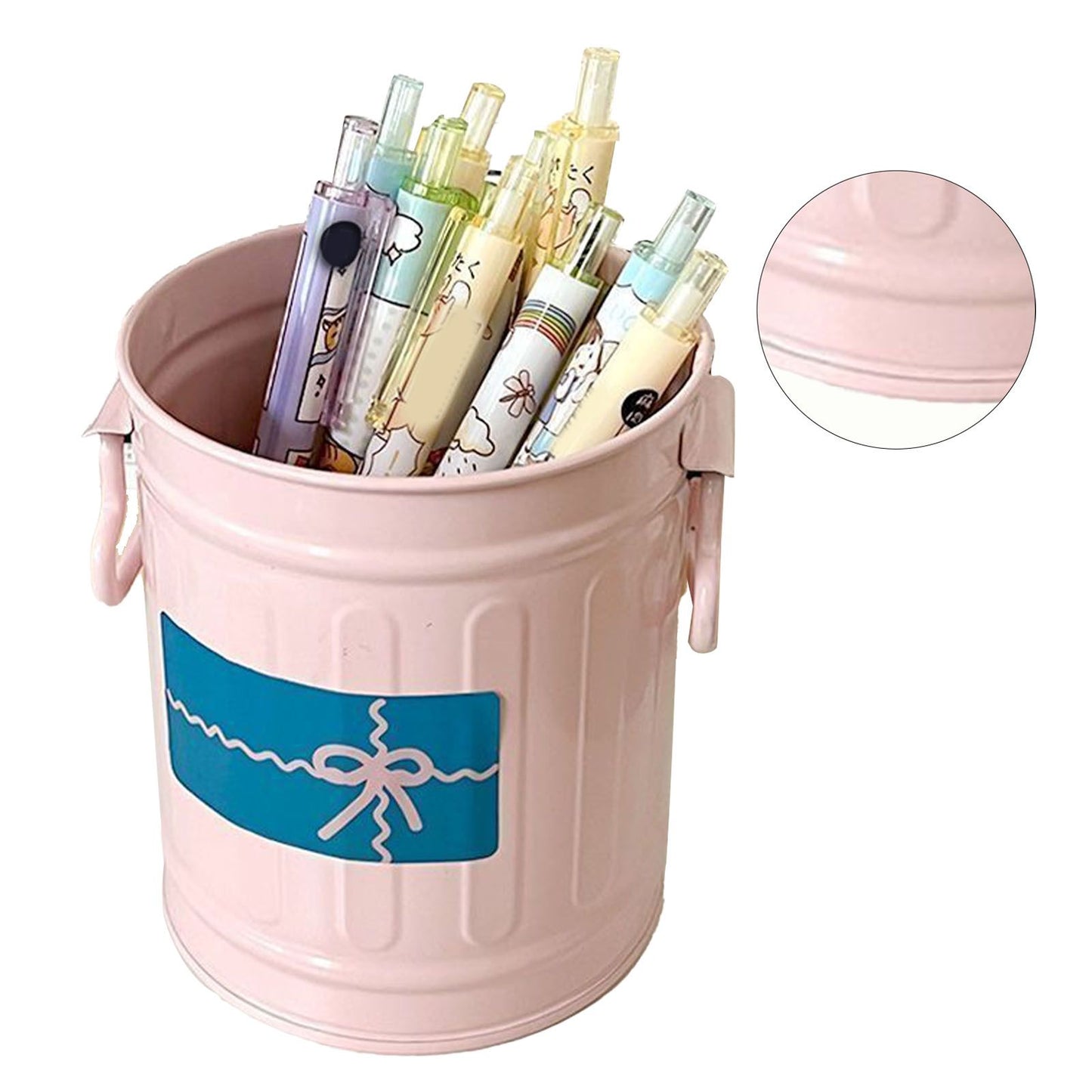 Pen Holder Metal Large Capacity Cute Practical Office Desk Pencil Holder for Study Classroom Pink Free Size V1294-YM0521-3117230045311