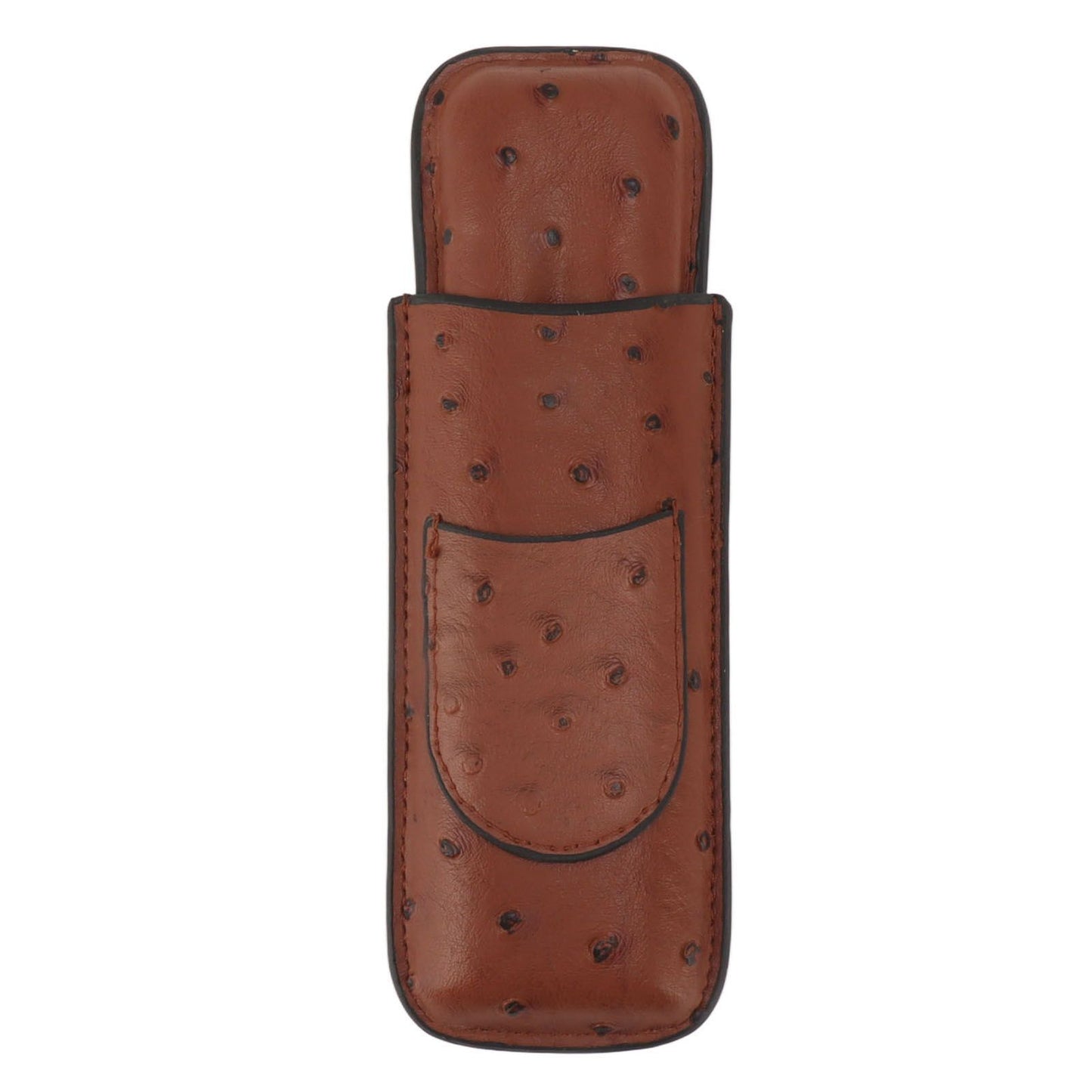 Cigar Case Holder PU Leather Brown 2 Finger Cigar Carrying Case with Front Pocket Portable for Anniversary V1294-YM0521-3117230050711