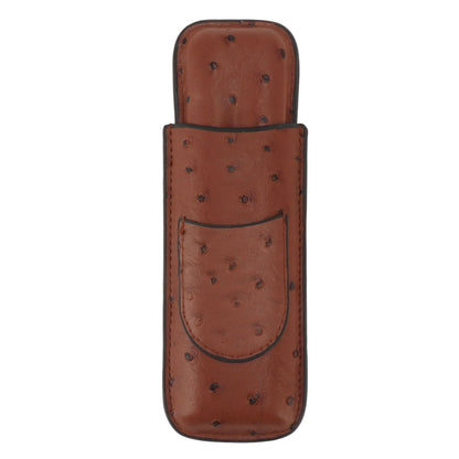 Cigar Case Holder PU Leather Brown 2 Finger Cigar Carrying Case with Front Pocket Portable for Anniversary V1294-YM0521-3117230050711