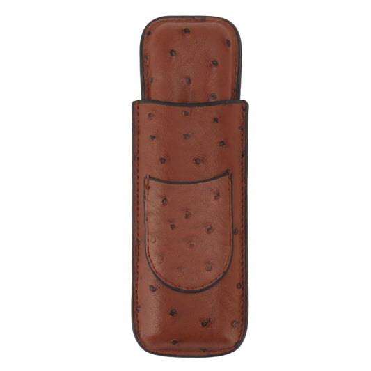 Cigar Case Holder PU Leather Brown 2 Finger Cigar Carrying Case with Front Pocket Portable for Anniversary V1294-YM0521-3117230050711