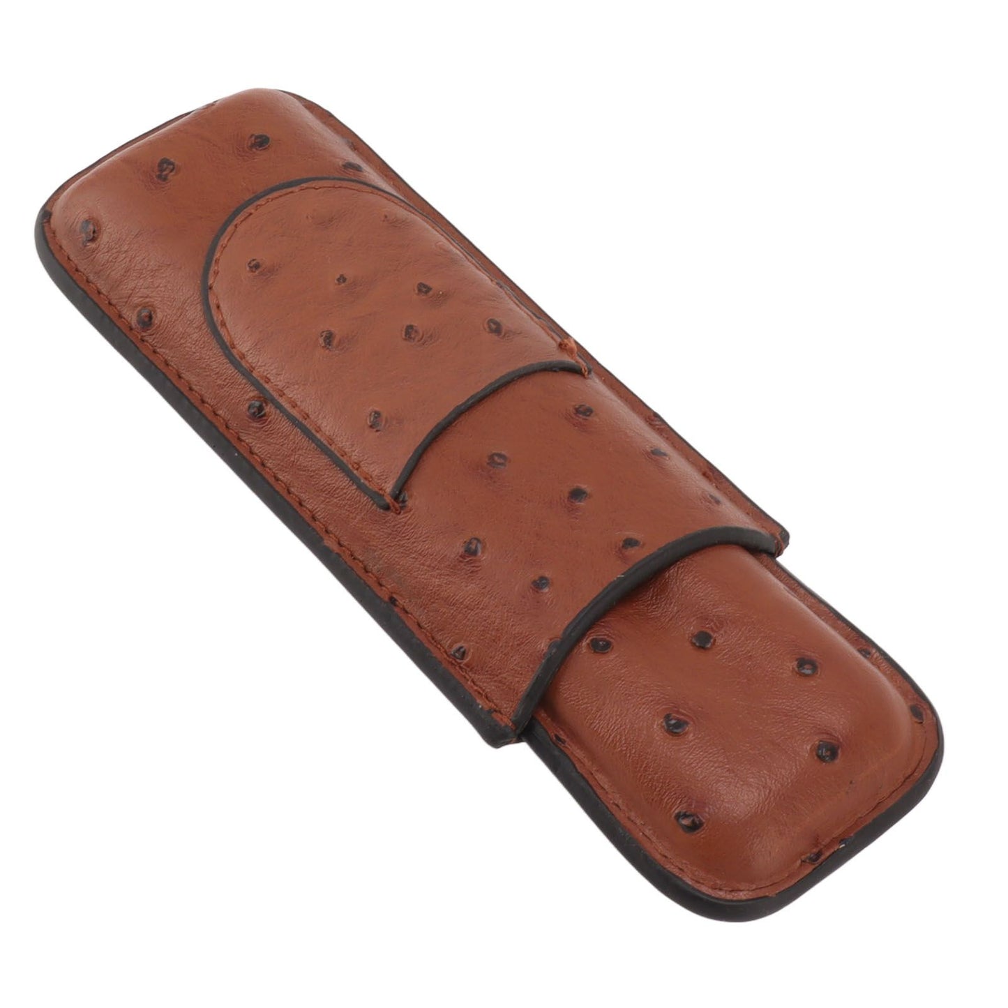 Cigar Case Holder PU Leather Brown 2 Finger Cigar Carrying Case with Front Pocket Portable for Anniversary V1294-YM0521-3117230050711