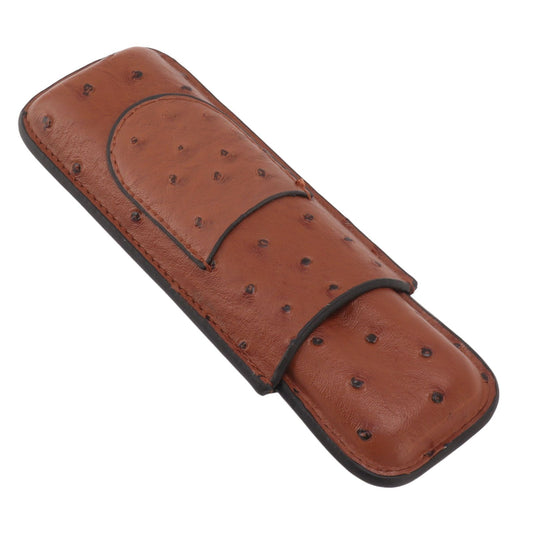 Cigar Case Holder PU Leather Brown 2 Finger Cigar Carrying Case with Front Pocket Portable for Anniversary V1294-YM0521-3117230050711