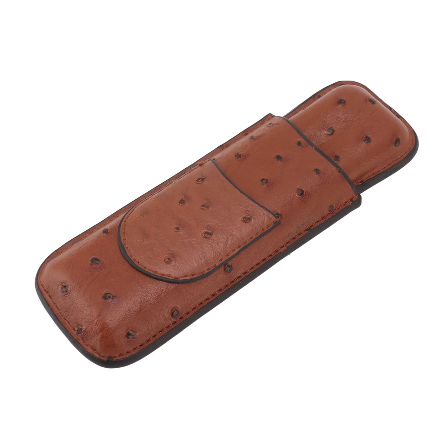 Cigar Case Holder PU Leather Brown 2 Finger Cigar Carrying Case with Front Pocket Portable for Anniversary V1294-YM0521-3117230050711