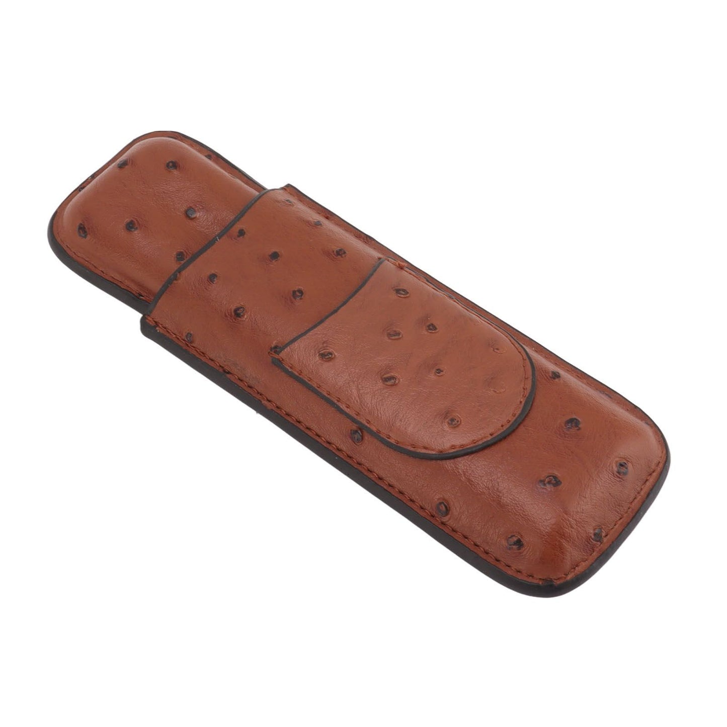 Cigar Case Holder PU Leather Brown 2 Finger Cigar Carrying Case with Front Pocket Portable for Anniversary V1294-YM0521-3117230050711