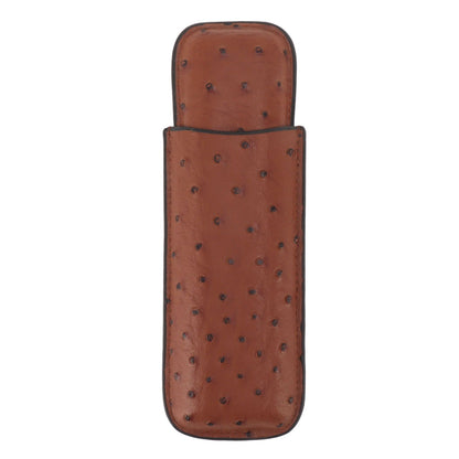 Cigar Case Holder PU Leather Brown 2 Finger Cigar Carrying Case with Front Pocket Portable for Anniversary V1294-YM0521-3117230050711