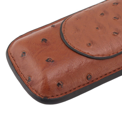 Cigar Case Holder PU Leather Brown 2 Finger Cigar Carrying Case with Front Pocket Portable for Anniversary V1294-YM0521-3117230050711