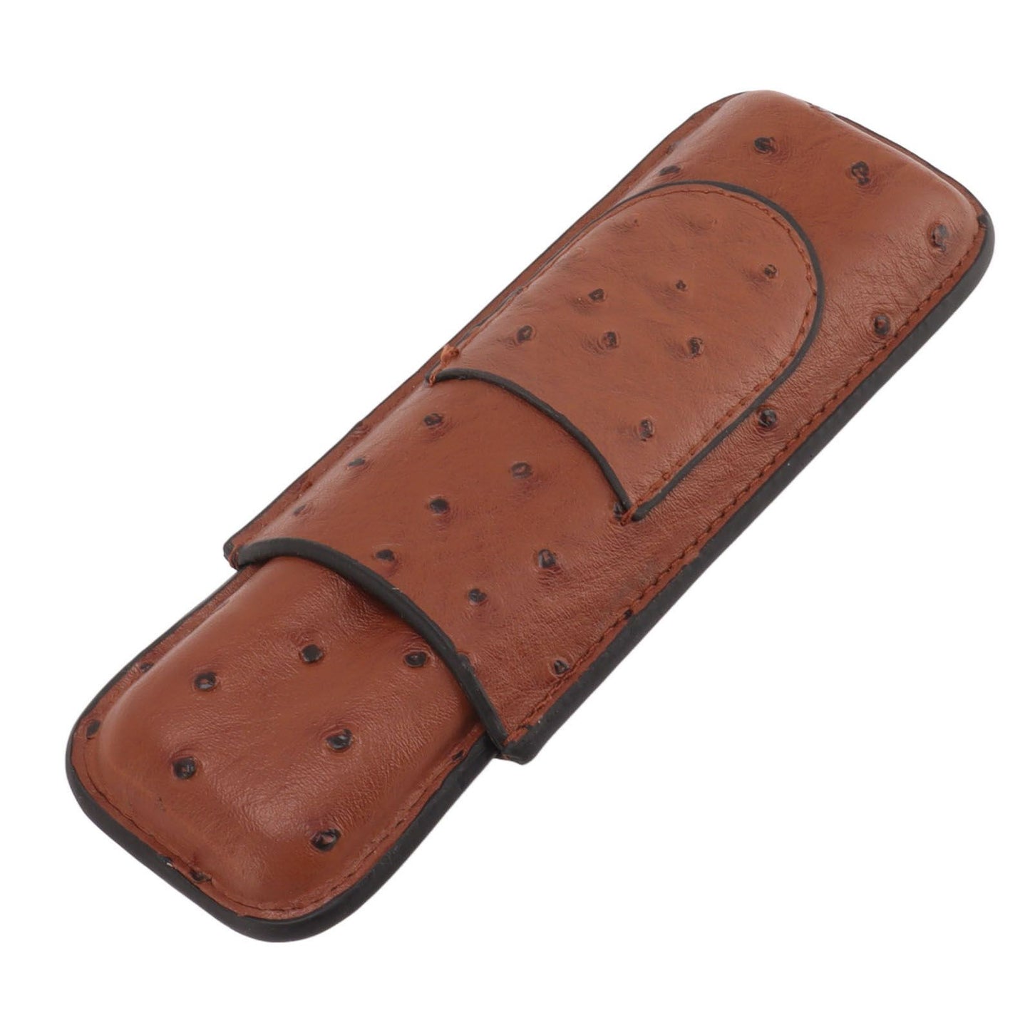 Cigar Case Holder PU Leather Brown 2 Finger Cigar Carrying Case with Front Pocket Portable for Anniversary V1294-YM0521-3117230050711