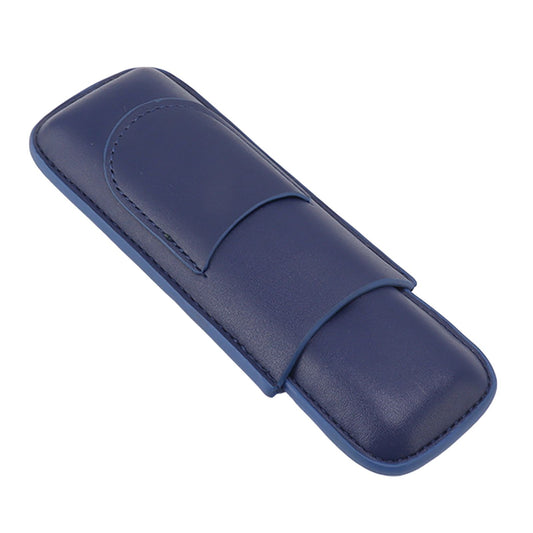 Cigar Case Elegant Vintage Hand Crafted Slim Portable 2 Fingers Cigar Holder for Travel Party Business Blue V1294-YM0521-3117230052513
