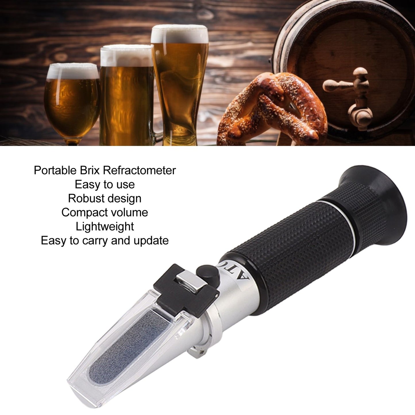 Brix Meter Refractometer Light Weight Handheld Refractometer Durable Alcohol Volume Measurement Tool for Home V1294-YM0521-3117230055411