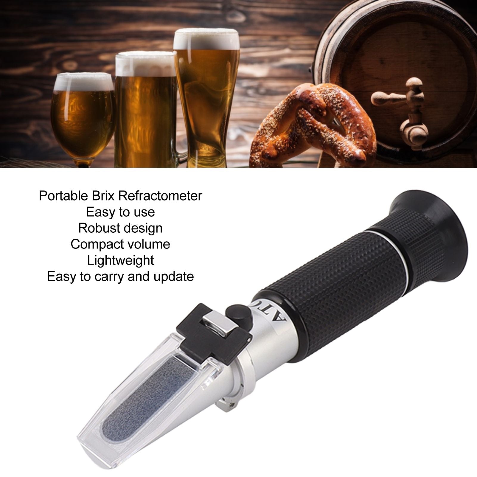 Brix Meter Refractometer Light Weight Handheld Refractometer Durable Alcohol Volume Measurement Tool for Home V1294-YM0521-3117230055411