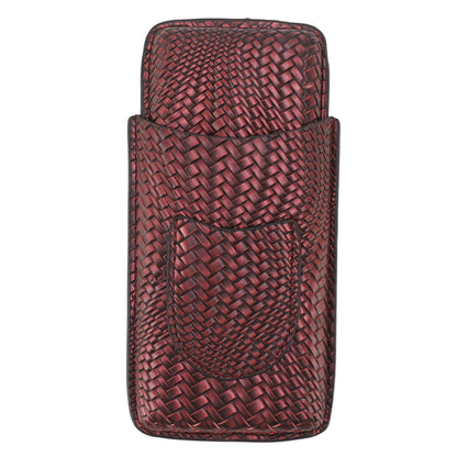 3 Finger Cigar Case Woven Pattern Portable Travel Leather Cigar Humidor Case Smoking Accessories Purple V1294-YM0521-3117230056313