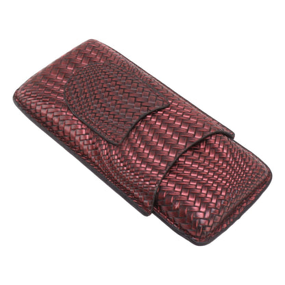 3 Finger Cigar Case Woven Pattern Portable Travel Leather Cigar Humidor Case Smoking Accessories Purple V1294-YM0521-3117230056313