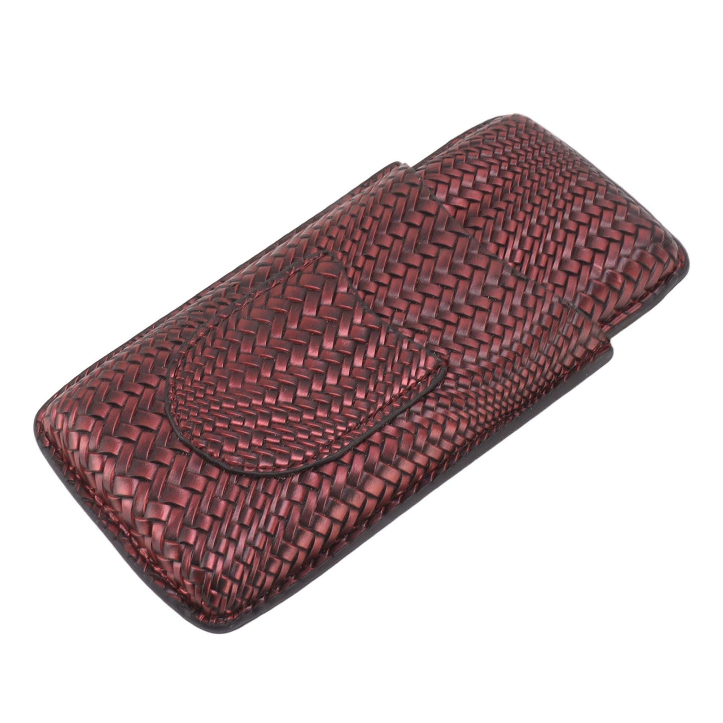 3 Finger Cigar Case Woven Pattern Portable Travel Leather Cigar Humidor Case Smoking Accessories Purple V1294-YM0521-3117230056313