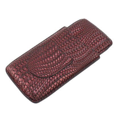 3 Finger Cigar Case Woven Pattern Portable Travel Leather Cigar Humidor Case Smoking Accessories Purple V1294-YM0521-3117230056313