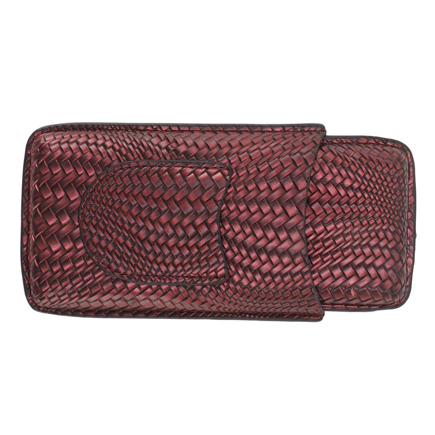 3 Finger Cigar Case Woven Pattern Portable Travel Leather Cigar Humidor Case Smoking Accessories Purple V1294-YM0521-3117230056313