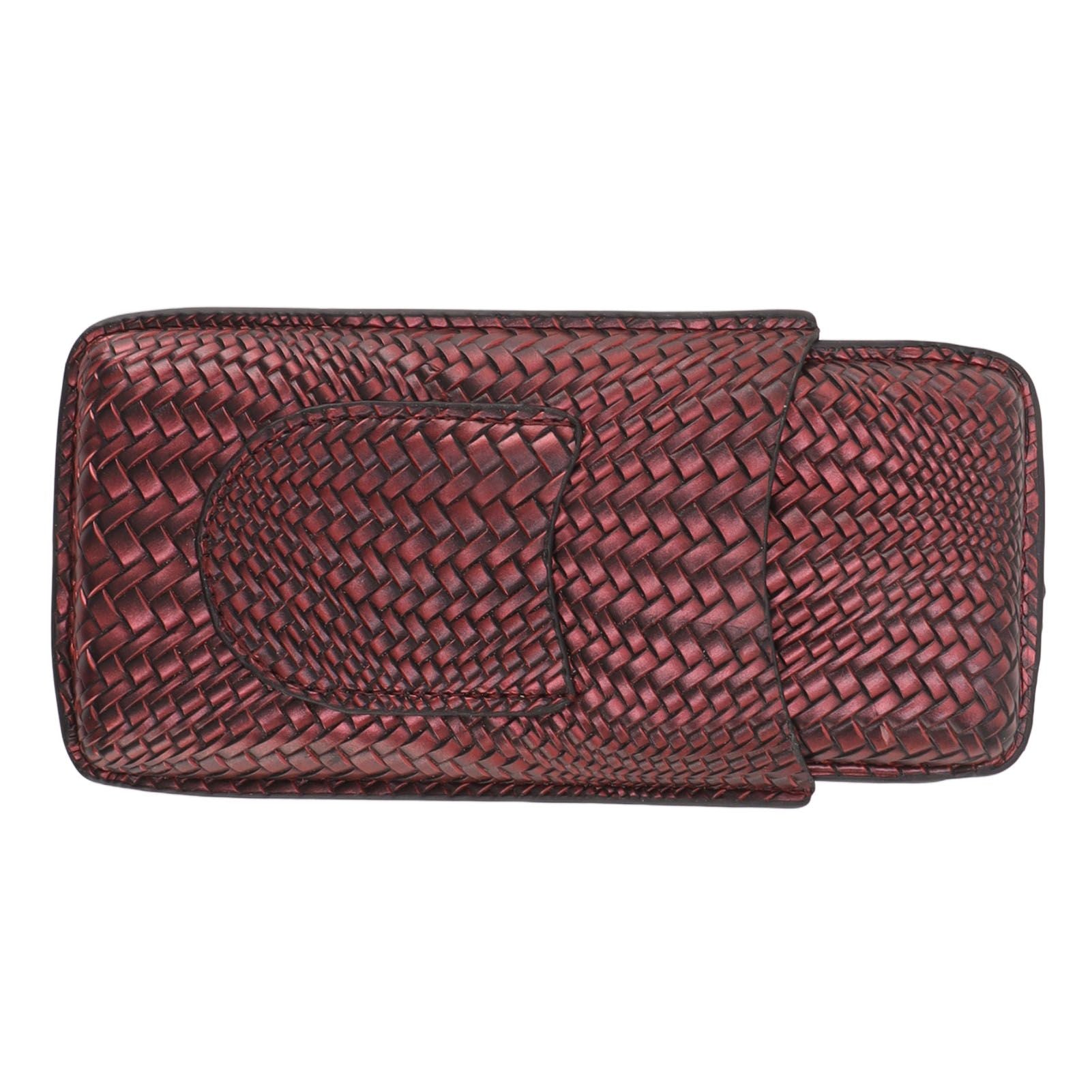 3 Finger Cigar Case Woven Pattern Portable Travel Leather Cigar Humidor Case Smoking Accessories Purple V1294-YM0521-3117230056313