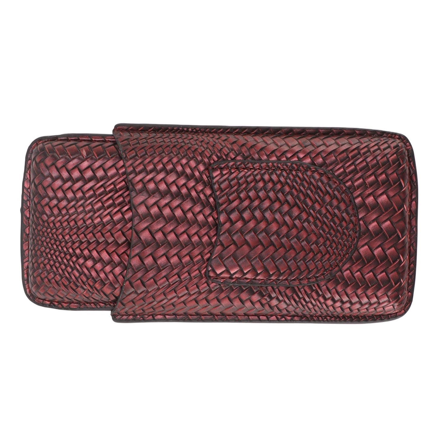 3 Finger Cigar Case Woven Pattern Portable Travel Leather Cigar Humidor Case Smoking Accessories Purple V1294-YM0521-3117230056313