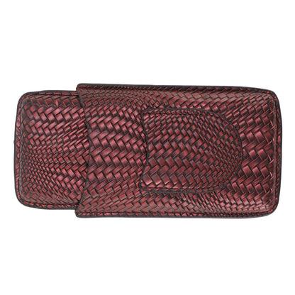 3 Finger Cigar Case Woven Pattern Portable Travel Leather Cigar Humidor Case Smoking Accessories Purple V1294-YM0521-3117230056313