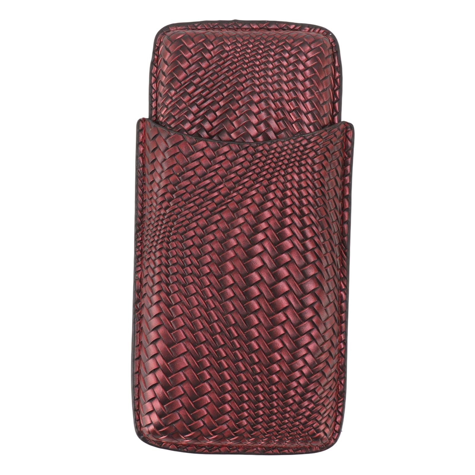 3 Finger Cigar Case Woven Pattern Portable Travel Leather Cigar Humidor Case Smoking Accessories Purple V1294-YM0521-3117230056313