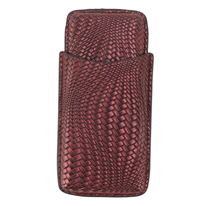 3 Finger Cigar Case Woven Pattern Portable Travel Leather Cigar Humidor Case Smoking Accessories Purple V1294-YM0521-3117230056313