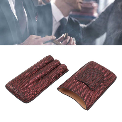 3 Finger Cigar Case Woven Pattern Portable Travel Leather Cigar Humidor Case Smoking Accessories Purple V1294-YM0521-3117230056313