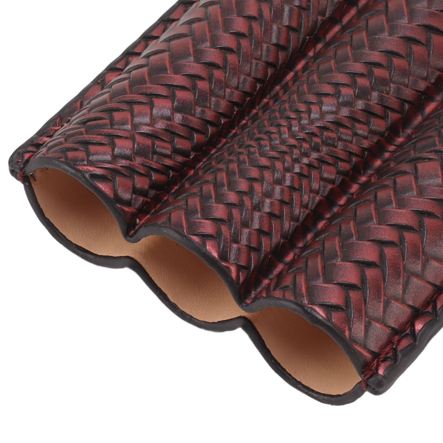 3 Finger Cigar Case Woven Pattern Portable Travel Leather Cigar Humidor Case Smoking Accessories Purple V1294-YM0521-3117230056313