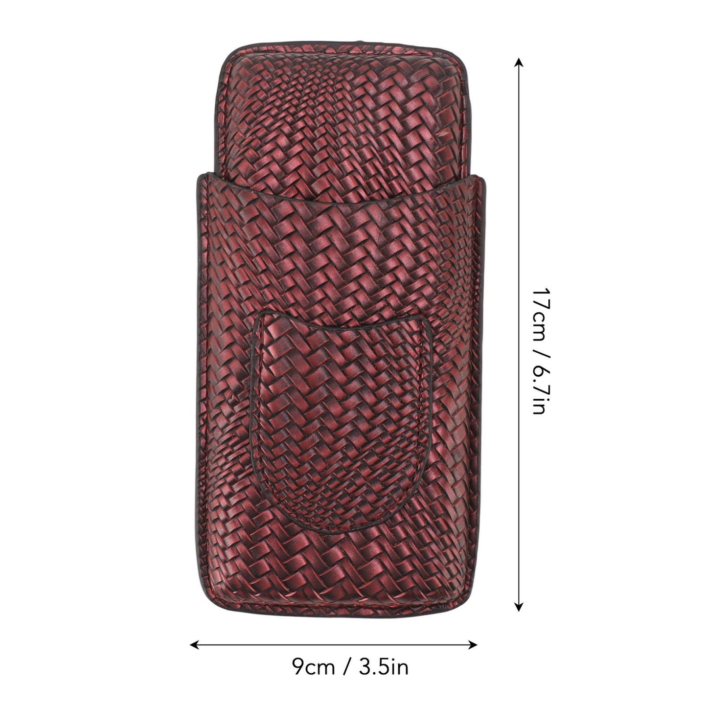 3 Finger Cigar Case Woven Pattern Portable Travel Leather Cigar Humidor Case Smoking Accessories Purple V1294-YM0521-3117230056313