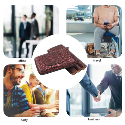 3 Finger Cigar Case Woven Pattern Portable Travel Leather Cigar Humidor Case Smoking Accessories Purple V1294-YM0521-3117230056313