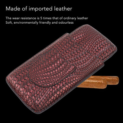 3 Finger Cigar Case Woven Pattern Portable Travel Leather Cigar Humidor Case Smoking Accessories Purple V1294-YM0521-3117230056313