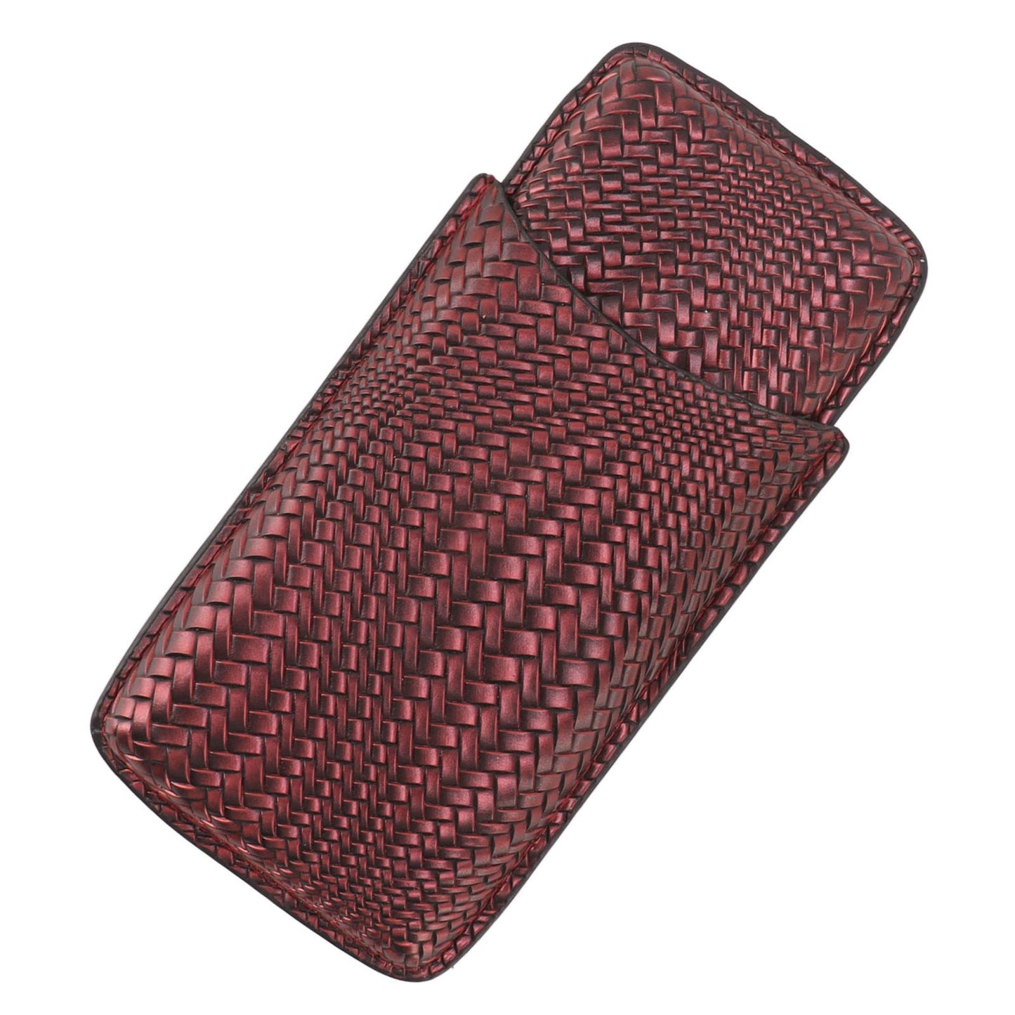 3 Finger Cigar Case Woven Pattern Portable Travel Leather Cigar Humidor Case Smoking Accessories Purple V1294-YM0521-3117230056313