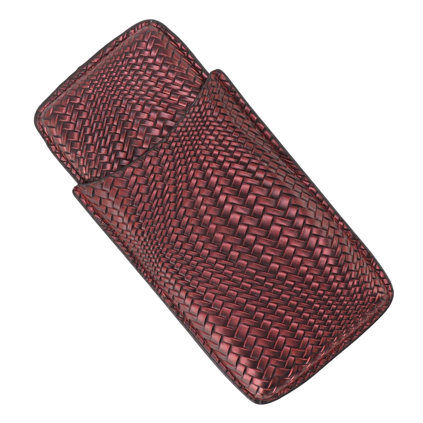 3 Finger Cigar Case Woven Pattern Portable Travel Leather Cigar Humidor Case Smoking Accessories Purple V1294-YM0521-3117230056313