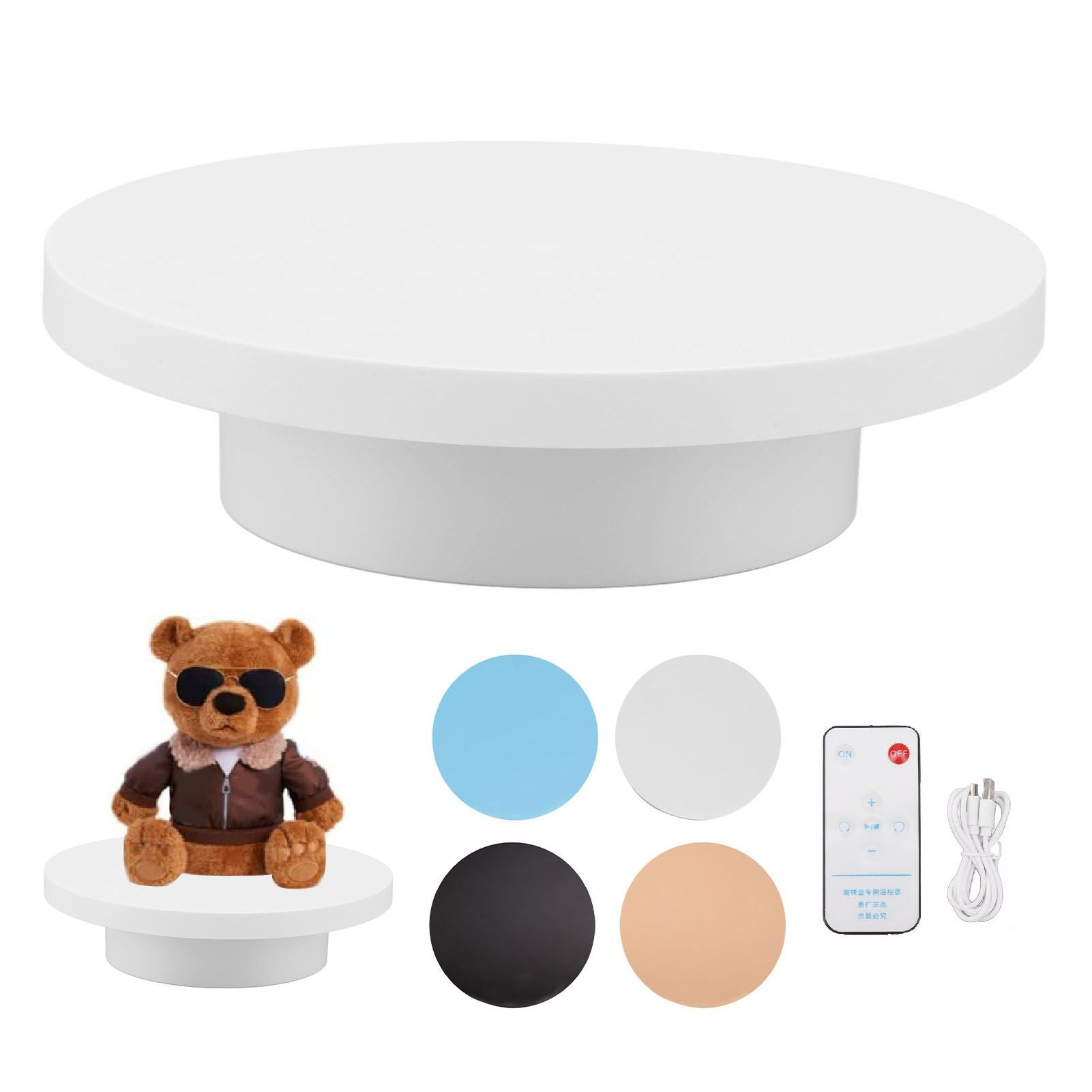 Rotating Display Stand White Plug in Remote Control Load Bearing 3kg Automatic Rotating Stand for Products V1294-YM0521-3117230059212