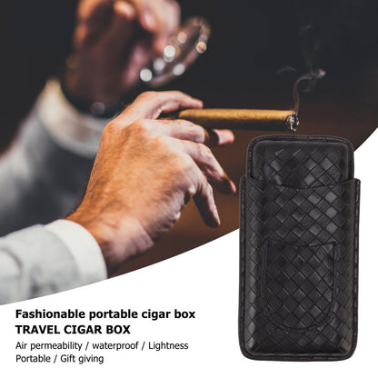 3 Sticks Portable Cigar Case Leather Cigar Humidors Travel Moisturizer Cigar Case for Men Gifts Black V1294-YM0521-3117230059911