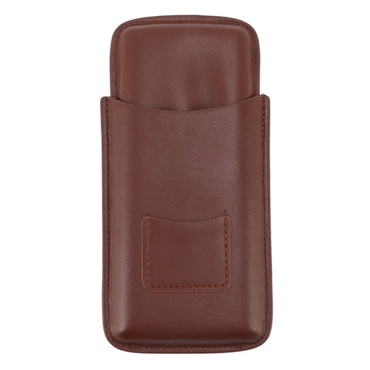 Leather Cigar Case Portable 3 Finger Cigar Humidor Carrying Case with Cutter Pocket for Cigar Lovers Brown V1294-YM0521-3117230060112