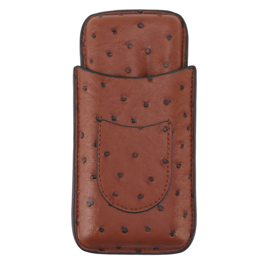 Cigar Case Holder Artificial Leather Brown 3 Finger Cigar Carrying Travel Case Portable for Travel V1294-YM0521-3117230060211