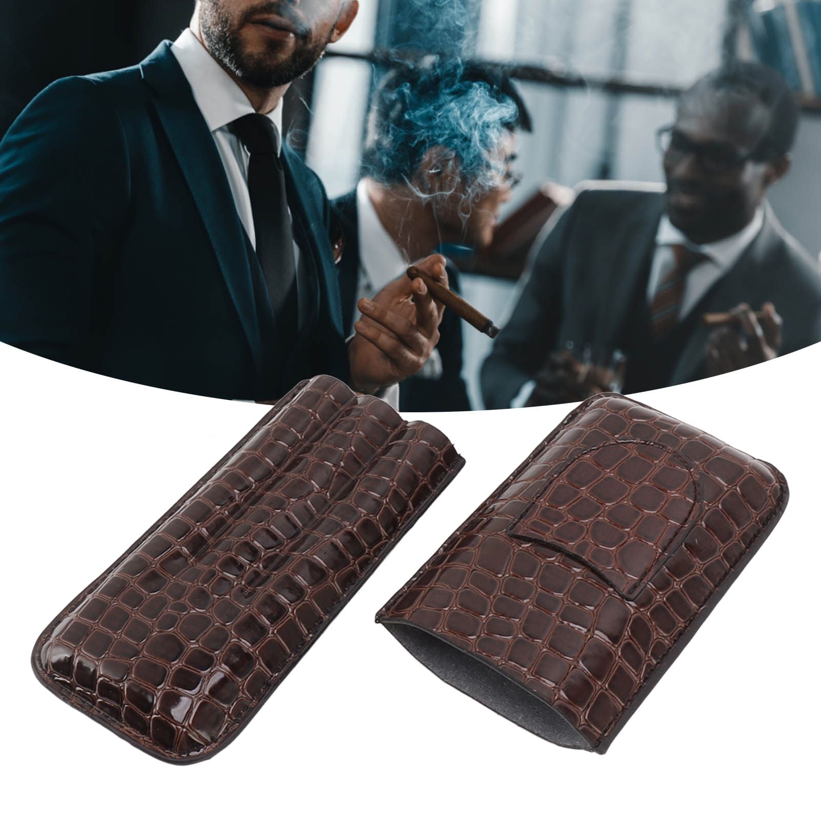Leather Cigar Holder Portable Holding 3 Cigars Practical Travel Cigar Humidor for Man V1294-YM0521-3117230060311