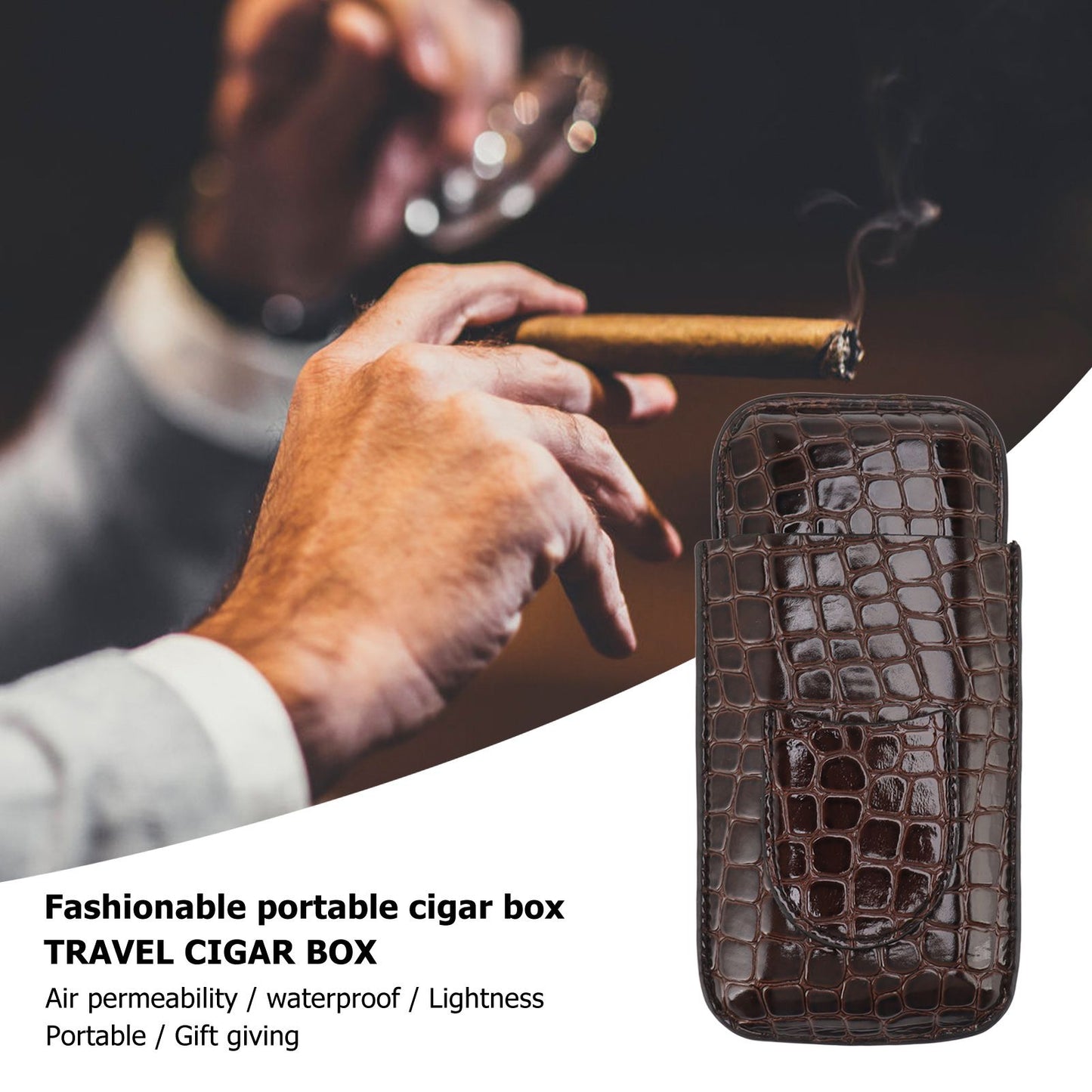Leather Cigar Holder Portable Holding 3 Cigars Practical Travel Cigar Humidor for Man V1294-YM0521-3117230060311