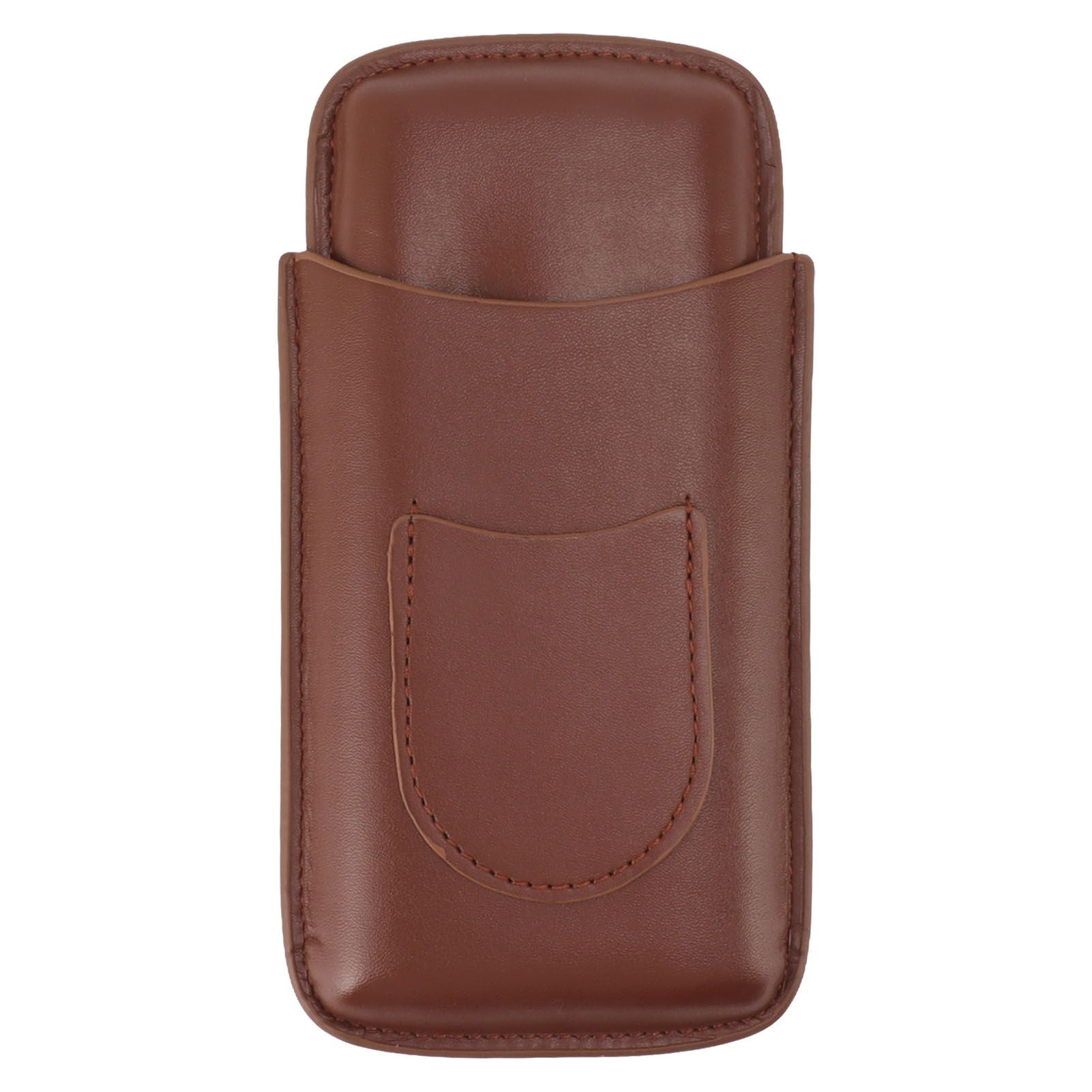 Cigarette Case Leather 3pcs Capacity Portable Cigar Storage Box with Pocket for Outdoor Brown V1294-YM0521-3117230061812