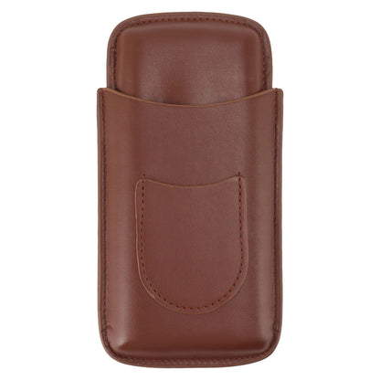 Cigarette Case Leather 3pcs Capacity Portable Cigar Storage Box with Pocket for Outdoor Brown V1294-YM0521-3117230061812