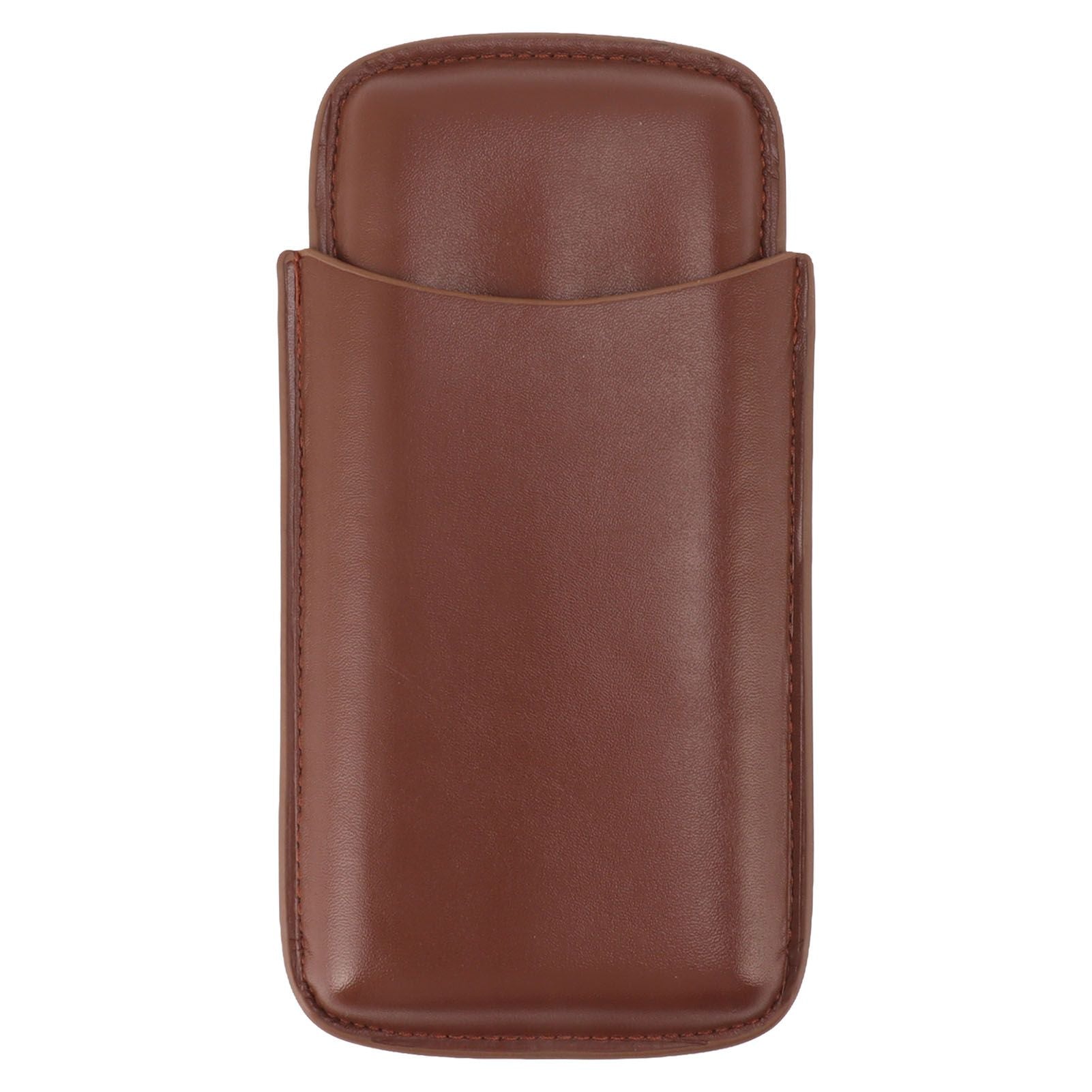 Cigarette Case Leather 3pcs Capacity Portable Cigar Storage Box with Pocket for Outdoor Brown V1294-YM0521-3117230061812