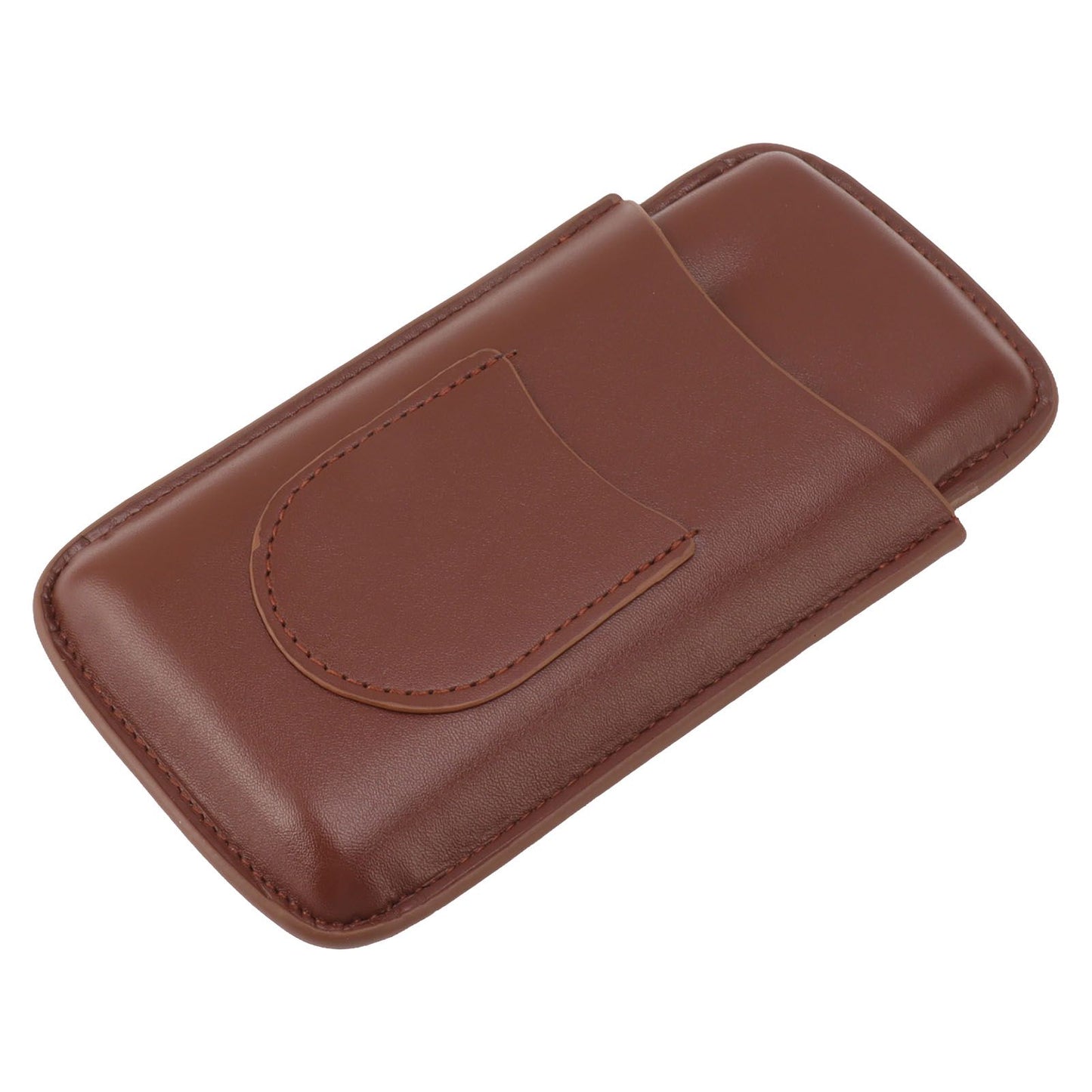 Cigarette Case Leather 3pcs Capacity Portable Cigar Storage Box with Pocket for Outdoor Brown V1294-YM0521-3117230061812