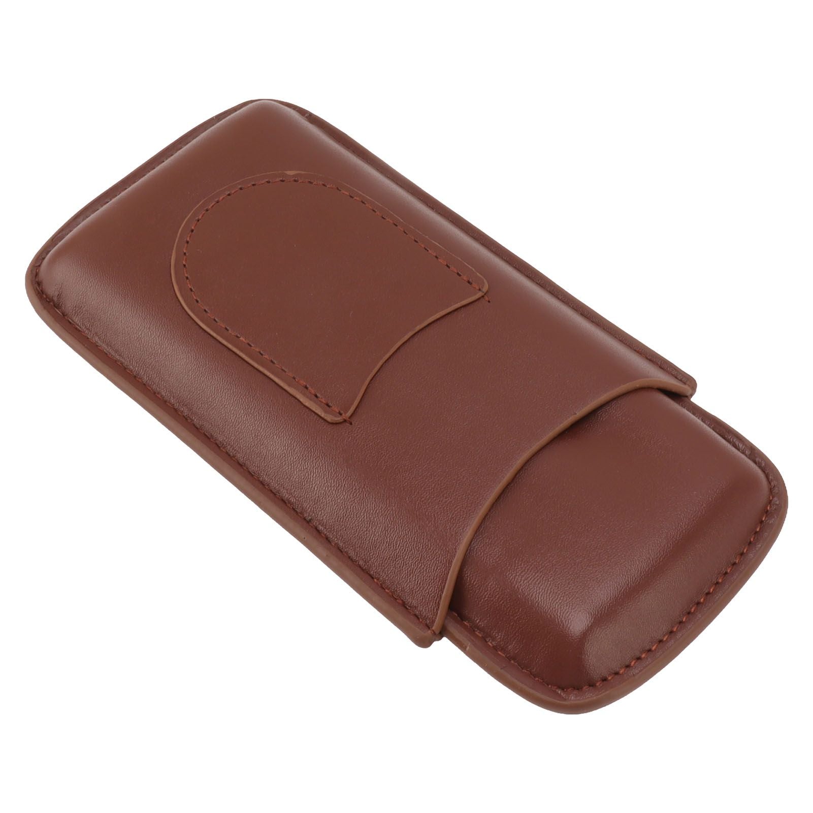 Cigarette Case Leather 3pcs Capacity Portable Cigar Storage Box with Pocket for Outdoor Brown V1294-YM0521-3117230061812