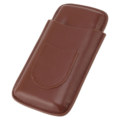 Cigarette Case Leather 3pcs Capacity Portable Cigar Storage Box with Pocket for Outdoor Brown V1294-YM0521-3117230061812