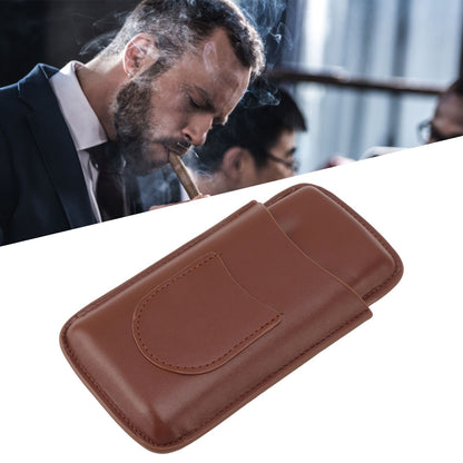 Cigarette Case Leather 3pcs Capacity Portable Cigar Storage Box with Pocket for Outdoor Brown V1294-YM0521-3117230061812