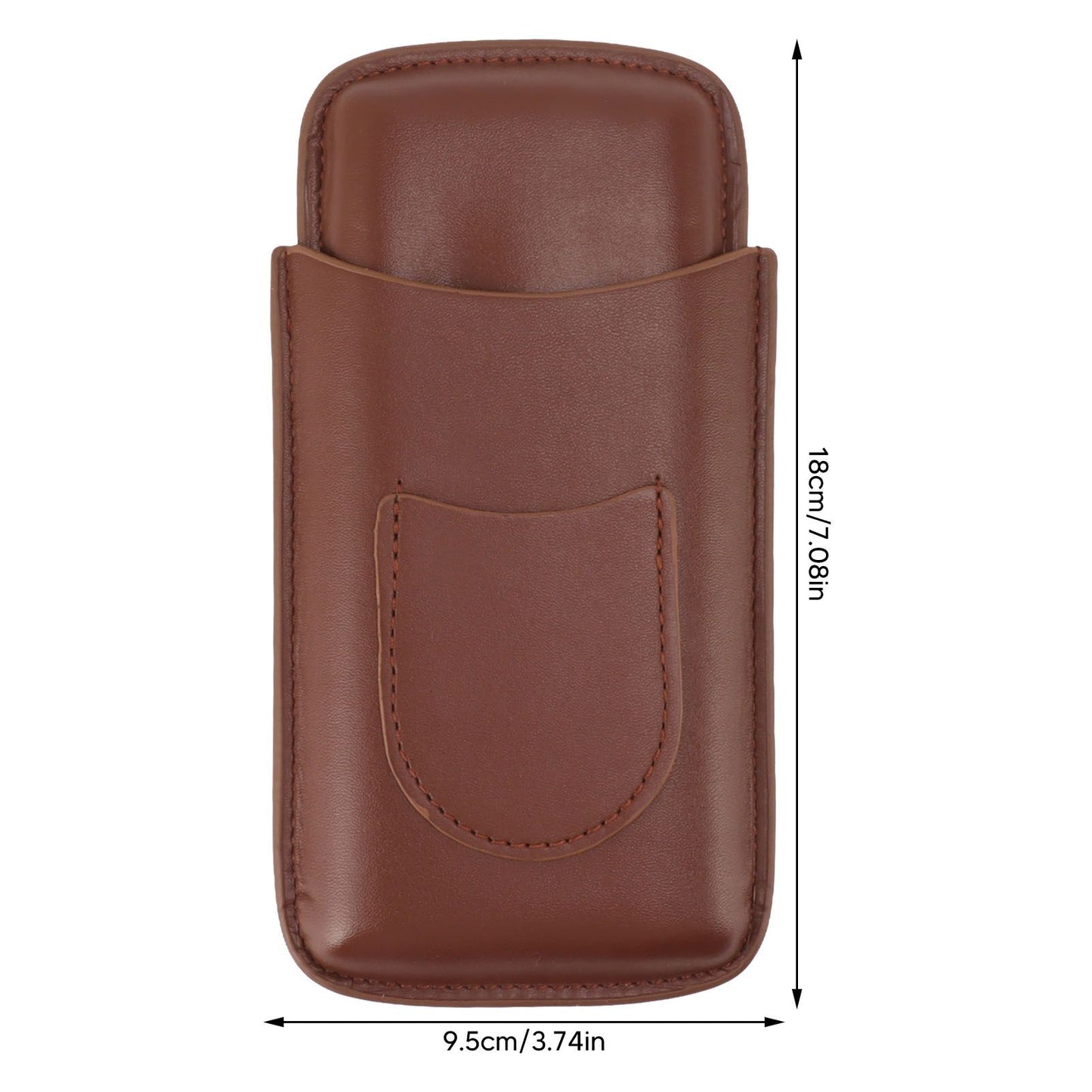 Cigarette Case Leather 3pcs Capacity Portable Cigar Storage Box with Pocket for Outdoor Brown V1294-YM0521-3117230061812